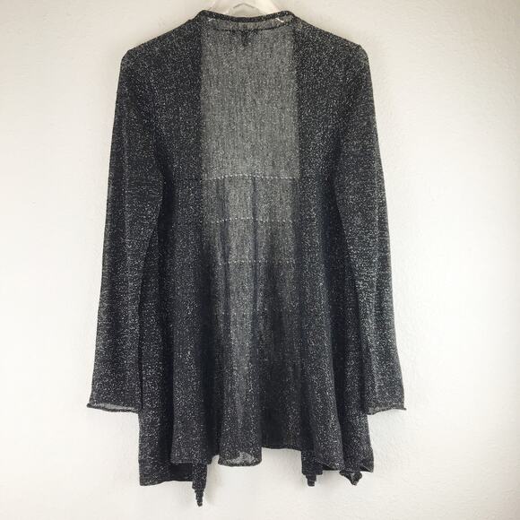 Eileen Fisher Linen Blend Metallic Open Front Sheer Cardigan Lagenlook Size M - Picture 2 of 10